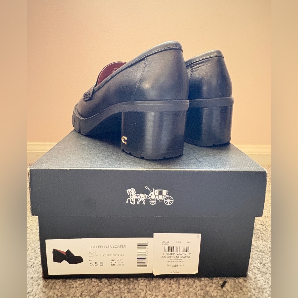 Coach Black Leather Penny Loafers - Picture 5 of 6